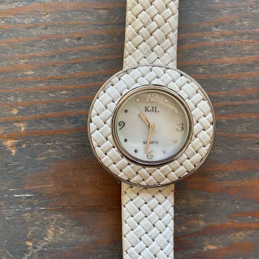 Kenneth Jay Lane Watch and Leather Wrist Band EUC